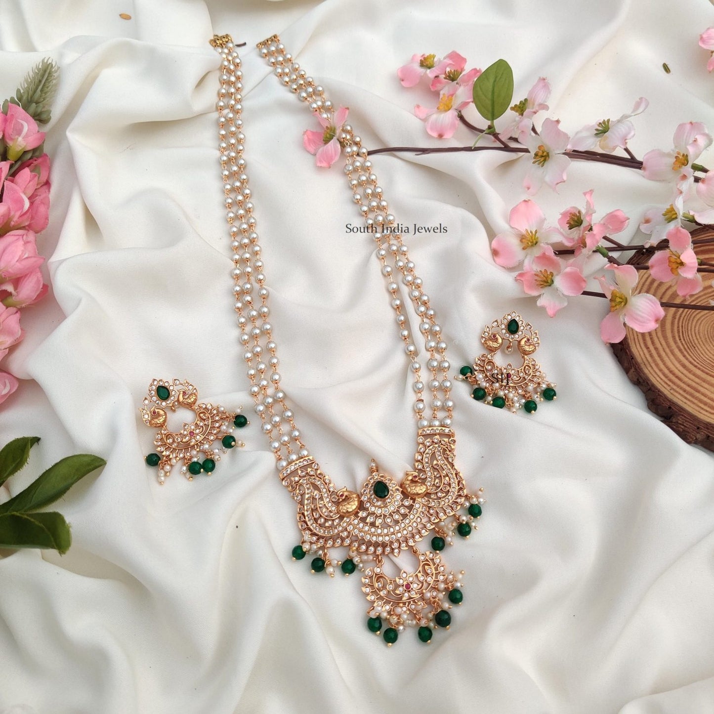 Peacock Design Pearl Haram (Muthyala Haram)