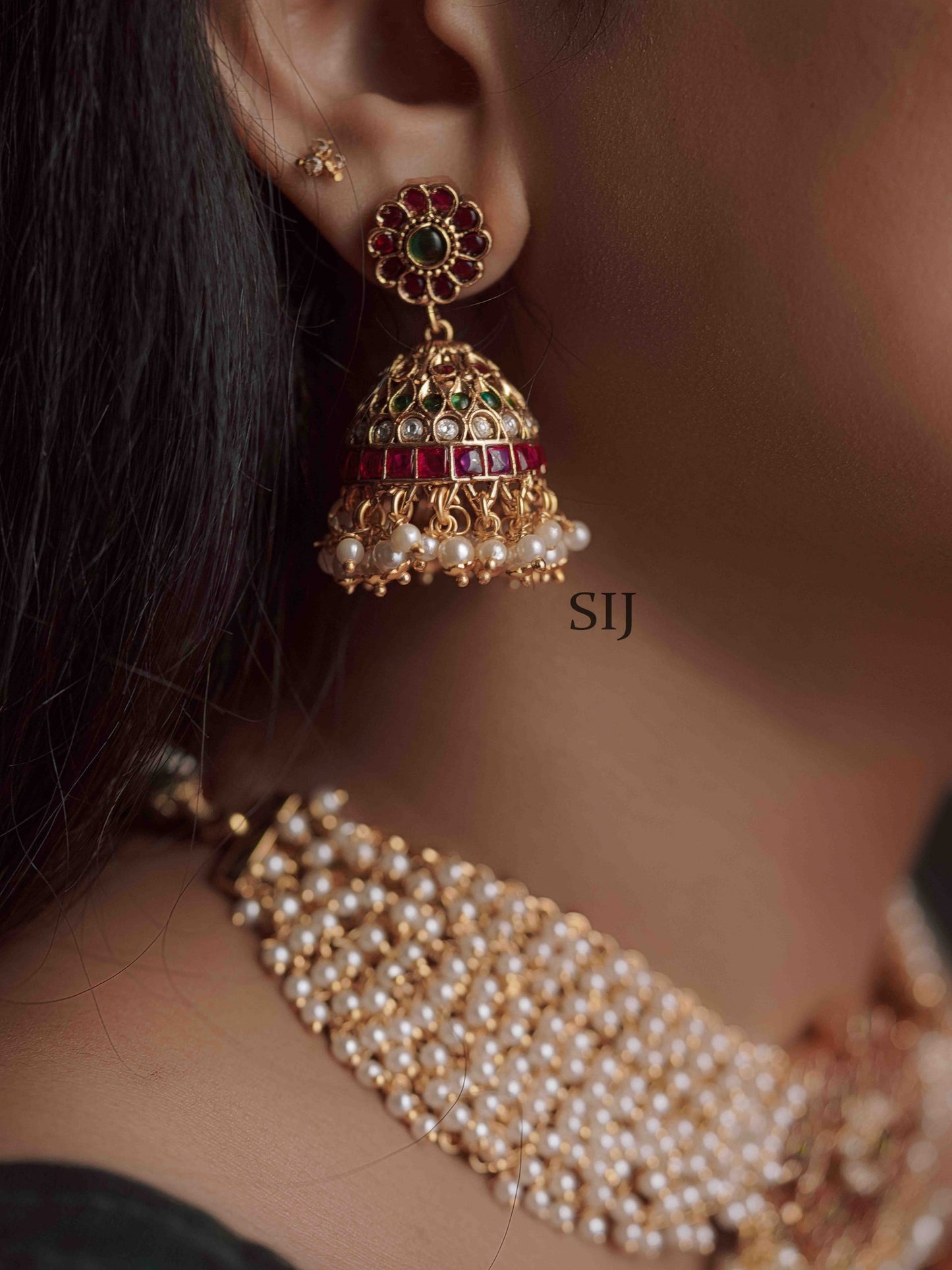 One Gram Gold Multi Layer Pearl Bridal Choker