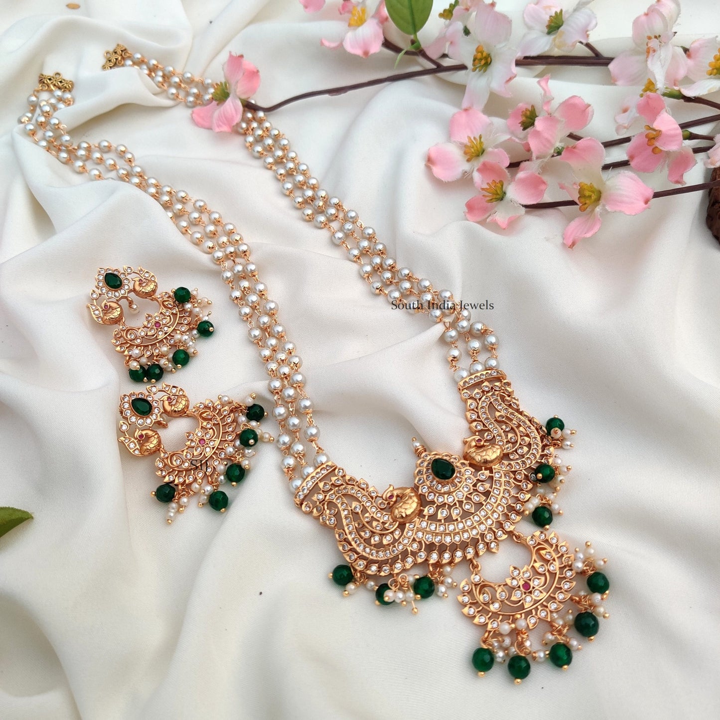 Peacock Design Pearl Haram (Muthyala Haram)